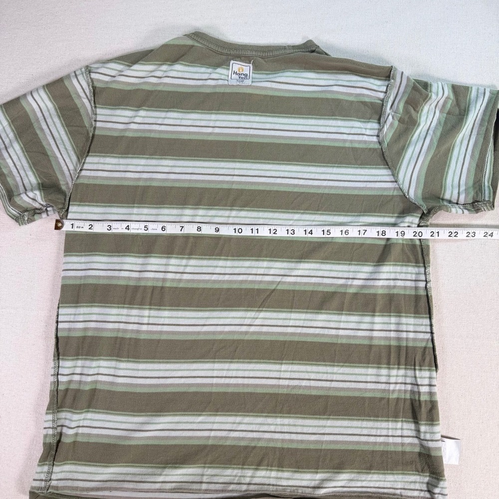 Hang Ten Mens Small T-Shirt Olive Green Sage White Cotton Retro Surfer ~ 2011 - Picture 4 of 9